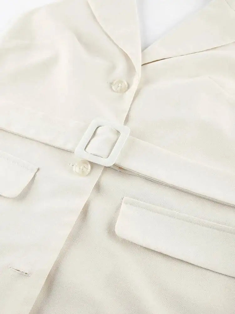 Women Solid Halter Neck Sleeveless Linen Blend Blazer Vest Waist Belted Single Button Longline Office Casual Top 2026