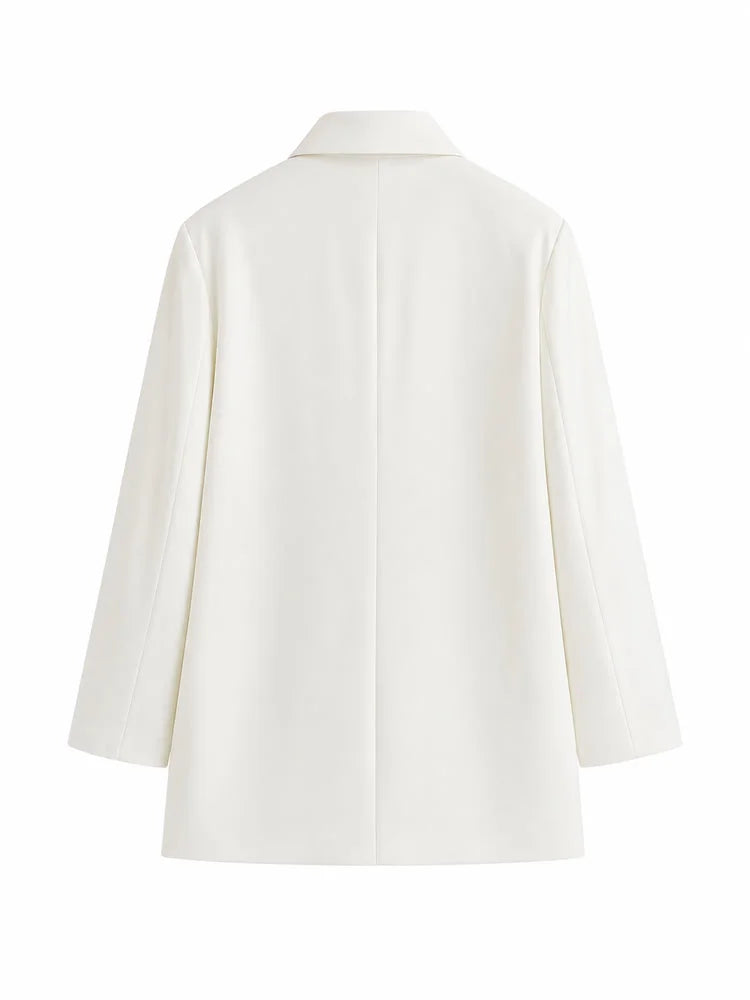 Women Double Breasted Blazer Elegant Office Lady Suit Jacket Oversized Casual Long Sleeve Blazer Spring Autumn Outerwear