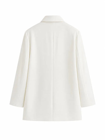 Women Double Breasted Blazer Elegant Office Lady Suit Jacket Oversized Casual Long Sleeve Blazer Spring Autumn Outerwear