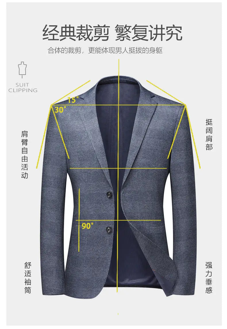 Blazer's New Men's Fashionable Business Wedding Banquet Casual Hosting Dress Showcases A High-end Middle-aged Gentleman Blazer