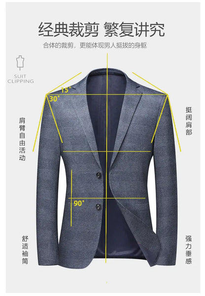 Blazer's New Men's Fashionable Business Wedding Banquet Casual Hosting Dress Showcases A High-end Middle-aged Gentleman Blazer