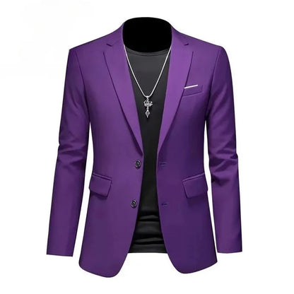 Men's Slim Fit Blazer Single Button Formal Wedding Tuxedo Jacket