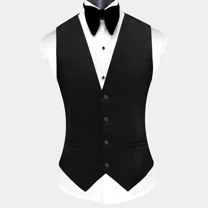 Men Suit 3 Pieces Black Single Button With Bright Lapel For Wedding Groom Banquet Party Business Work Set Jacket Vest Pants