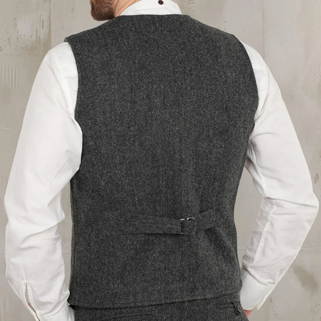 Men's Herringbone Vest for Weddings and Formal Occasions – Single-Breasted Waistcoat
