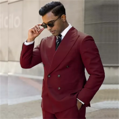 2 Pieces New Fashion Green Double Breasted Men Suits Wedding Slim Fit Tuxedo Terno Masculino Prom Groom Blazer Custom Made