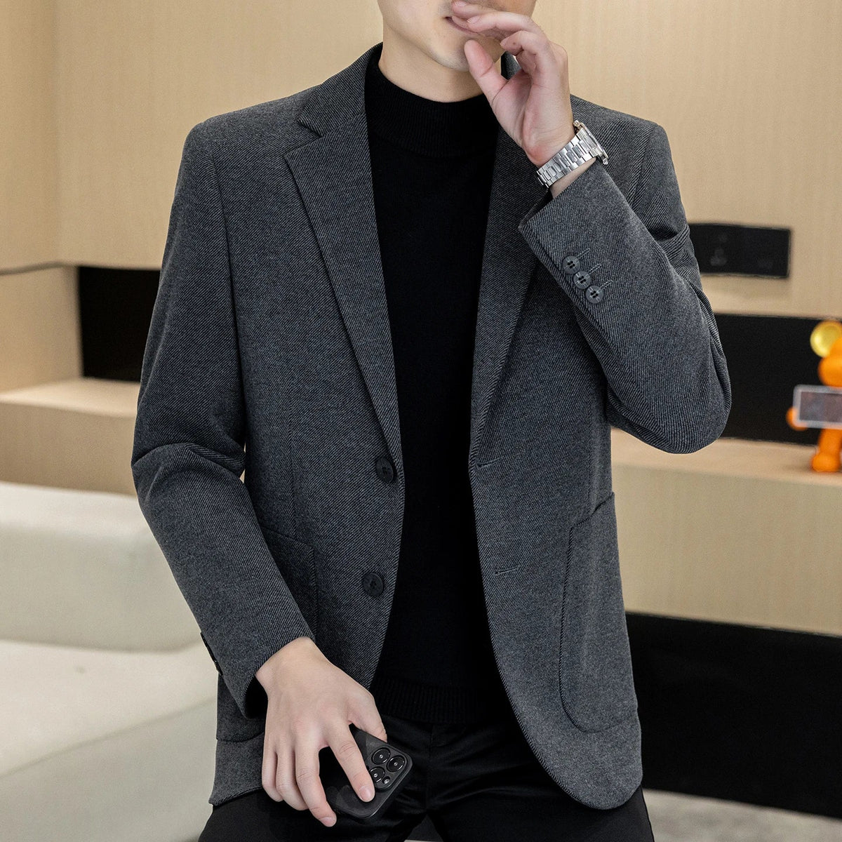 Men's Plus Size Single Breasted Casual Business Blazer – Autumn Winter