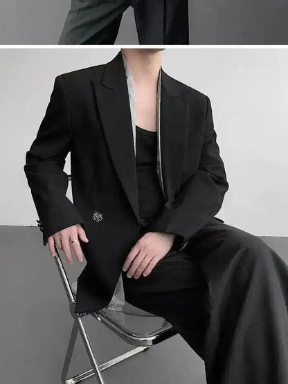 Metal Placket 2025 Buckle New Casual Blazer Fashion Jacket Men's Original Elegant Korean Handsome Jacket Original JY7386