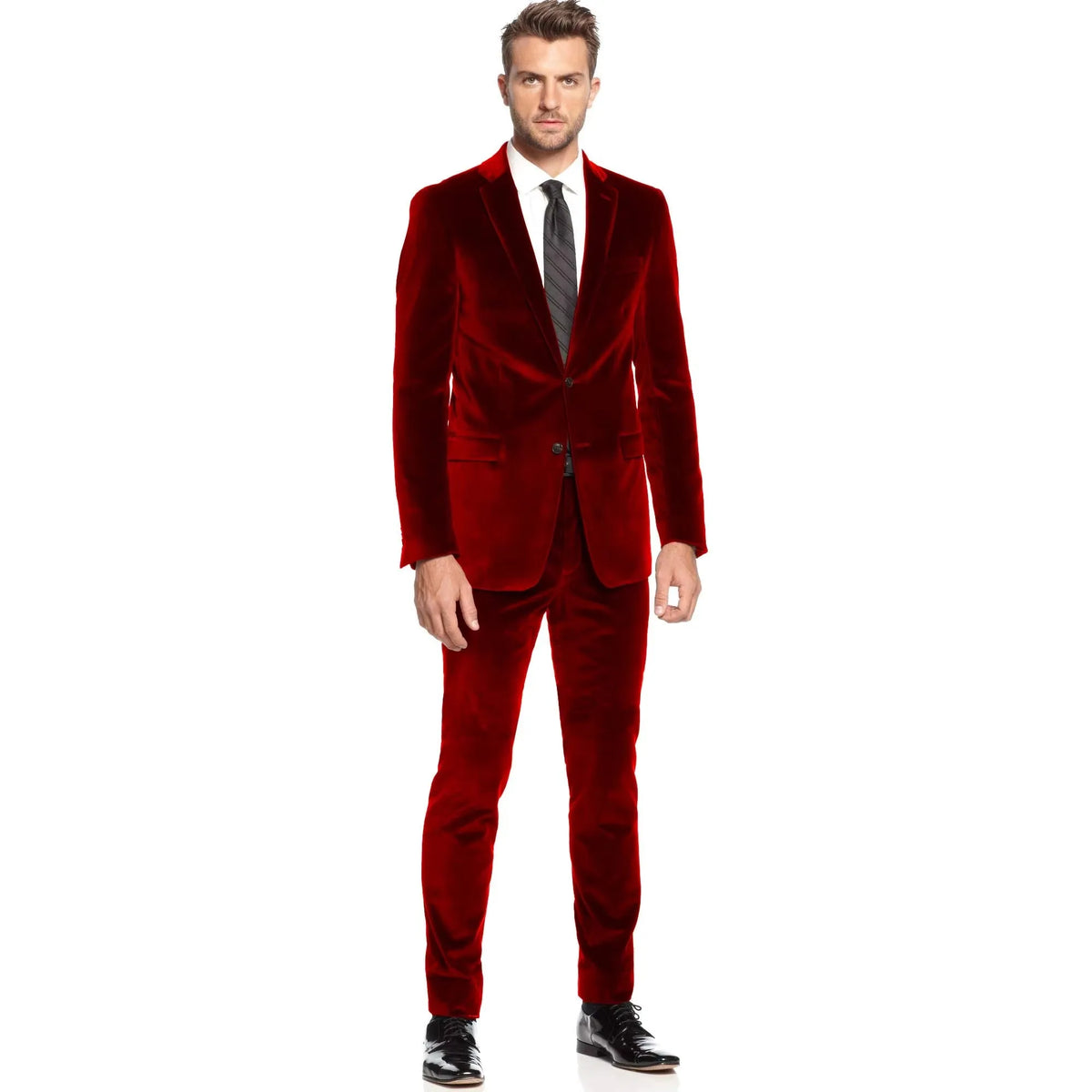 Costume Homme 2 Pièces en Velours Coupe Slim Blazer Simple Boutonnage avec Pantalon Tuxedo de Mariage pour Homme Tenue de Soirée d'Affaires pour Homme