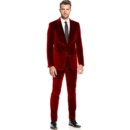 Costume Homme 2 Pièces en Velours Coupe Slim Blazer Simple Boutonnage avec Pantalon Tuxedo de Mariage pour Homme Tenue de Soirée d'Affaires pour Homme