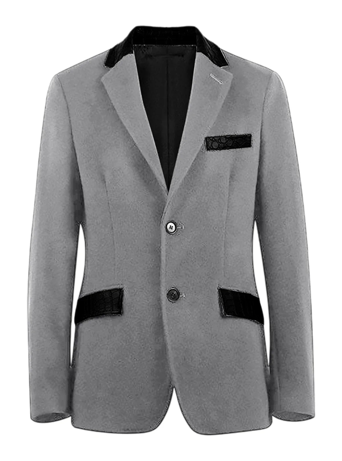 Men's Wool Blend Blazer Black Croc Print Lapel Collar Slim Fit Formal Business Casual Suit Jacket Autumn Winter Sport Coat