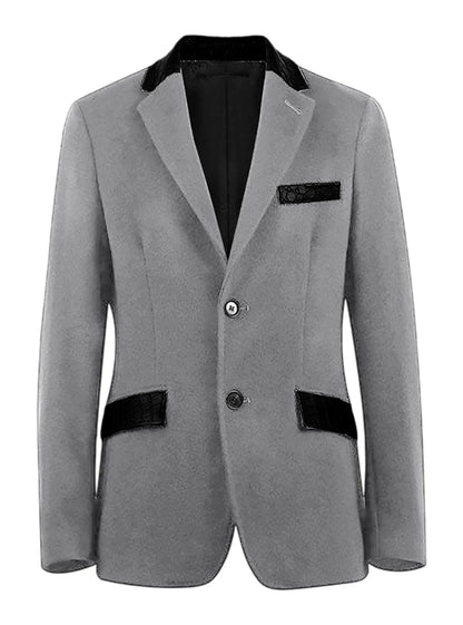 Men's Wool Blend Blazer Black Croc Print Lapel Collar Slim Fit Formal Business Casual Suit Jacket Autumn Winter Sport Coat
