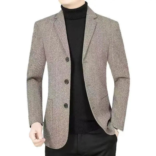 Men's Smart Casual Three-Button Blazer Jacket for Business & Daily Wear