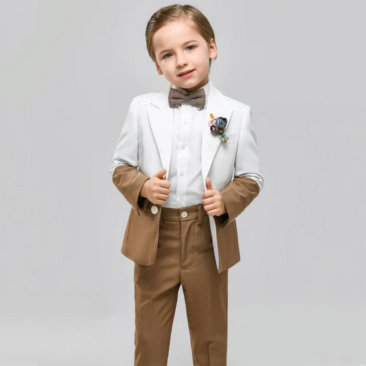 Boy Suits Contrast Color 2 Piece Peak Lapel Wedding Party Tuxedos Latest Design Performance Graduation Fashion Kids Clothes