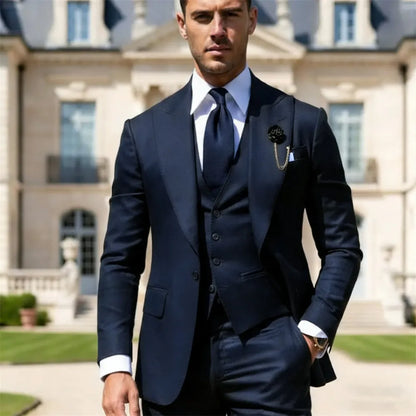 Men's 3-Piece Slim Fit Suit – Jacket, Vest & Pants for Weddings & Formal Events