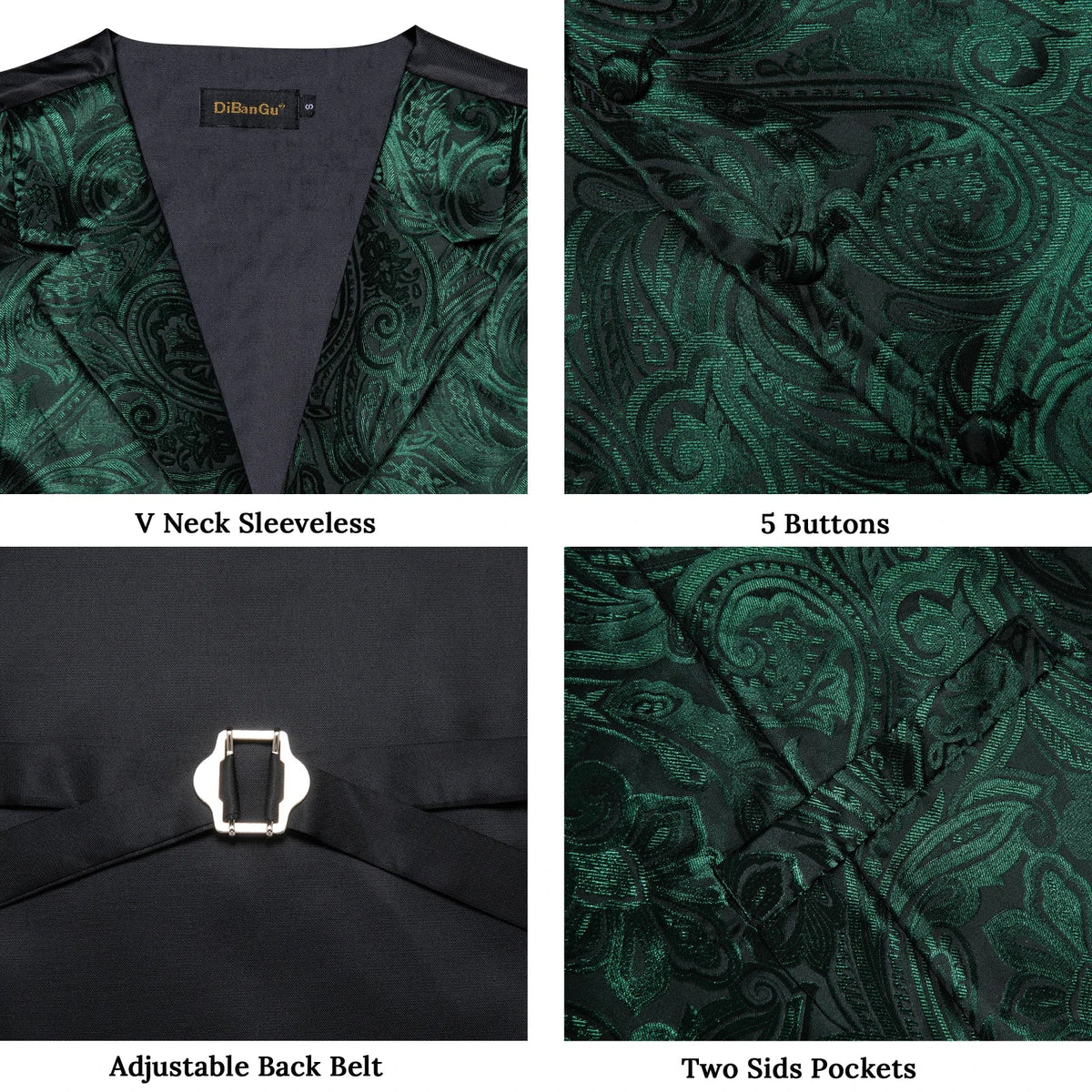 Men's Paisley Suit Vest & Tie Set – Formal Waistcoat with Necktie Pocket Square, Perfect for Weddings and Business Events