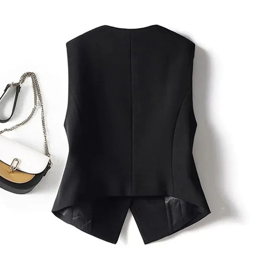 Black Office Suit Vest Jacket Women Clothing 2026 New Korean Sleeveless Jacket Coat Casual Waistcoat Feminine Waistcoat Tops