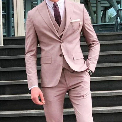 Pink Latest Design Elegant Men Suit Smart Casual Slim Fit Blazers Hombre Business High Quality Custom 3 Piece Set Costume Homme