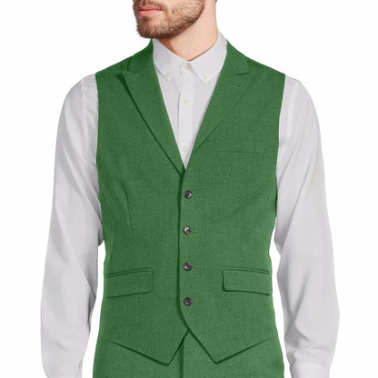 Men's Formal Vest Single Button Lapel Solid Waistcoat for Wedding & Business