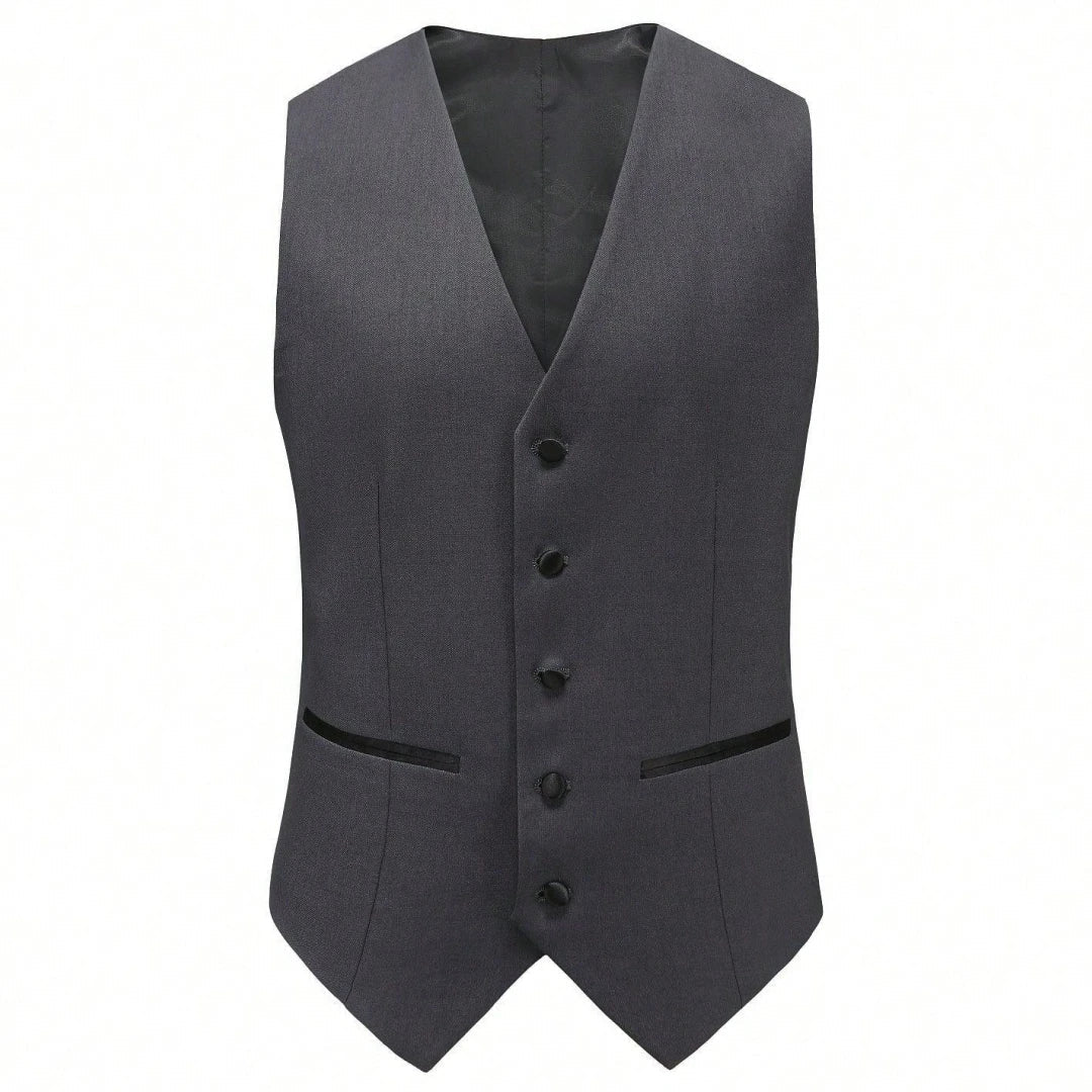 Men Suit 3 Pieces Beige With Black Lapel Single Button For Wedding Business Banquet Party Work Office Jacket Vest Pnats