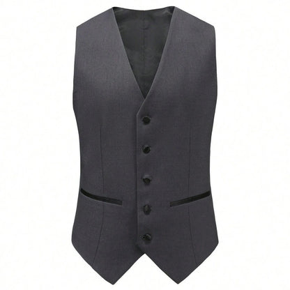 Men Suit 3 Pieces Beige With Black Lapel Single Button For Wedding Business Banquet Party Work Office Jacket Vest Pnats