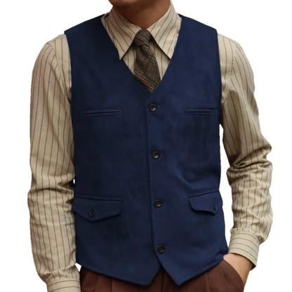 Men Vest Single Button Velvet Waistcoat for Wedding Banquet and Business Formal