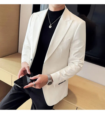 High Quality Solid Color Business Suit Jacket Men Fashion Casual Wedding Groom Suit Jackets Street Wear Social Blazer Masculino