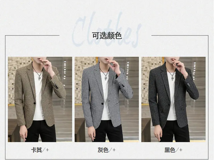 2026 Blazer Outdoor Men's Checked Fashion Business Trend Wedding Slimming Gentleman Casual Korean Travel High Formal Wear Blazer