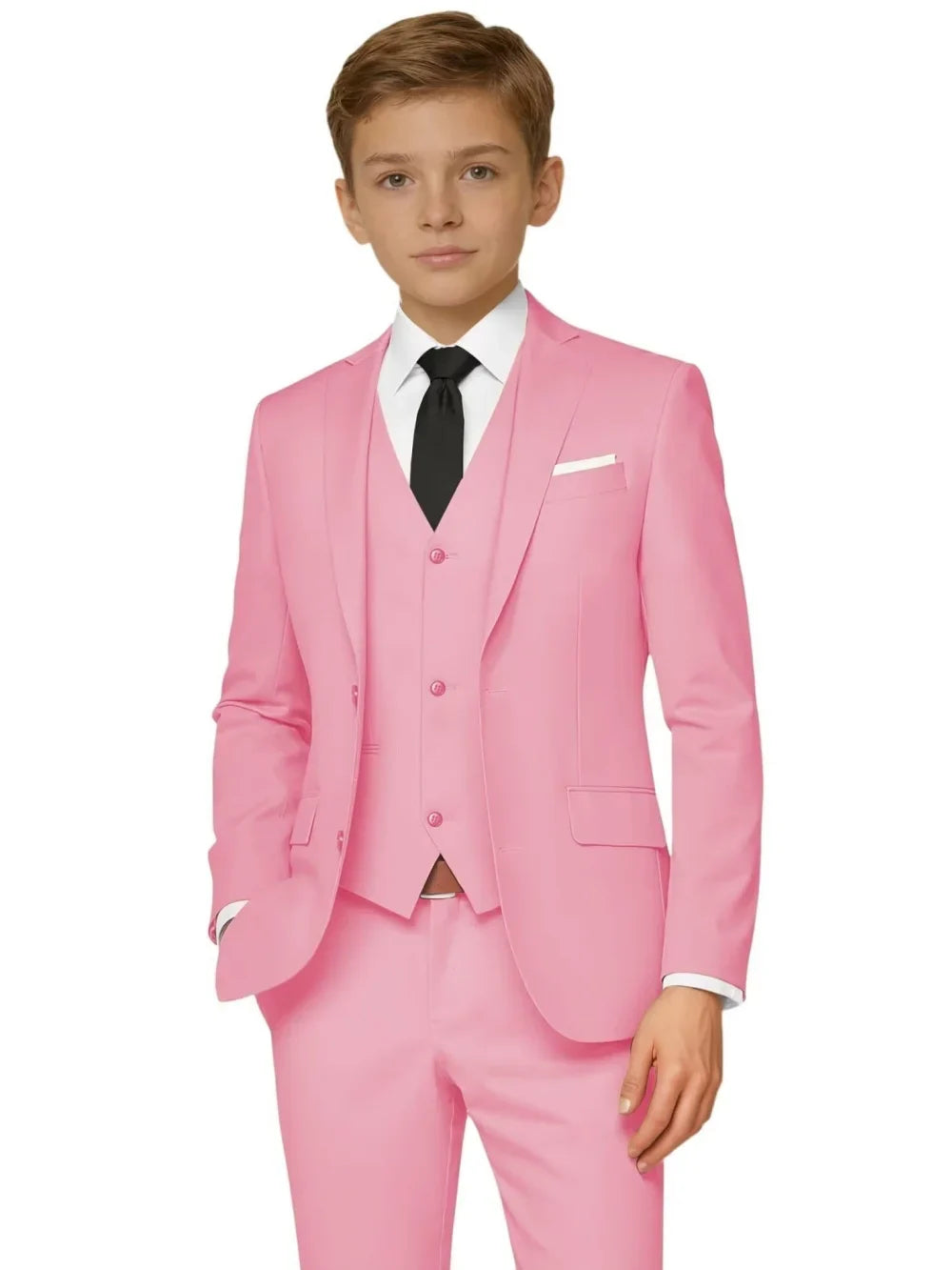 New Kids Solid Suit Set 3 Pieces For Formal Occasion Classy Premium Boys Slim Fit Tuxedo Birthday Party Wear 2-20T