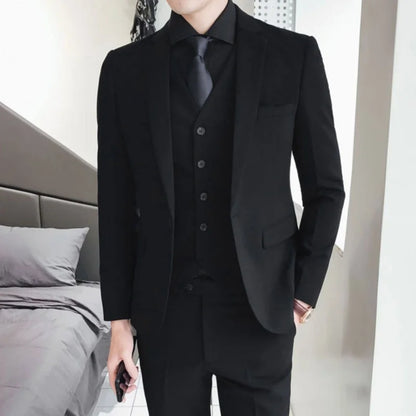 New Style Suits (Blazer+ Vest + Pants) Men's Fashion Business Wedding Gentleman Full Professional Interview Formal Casual Suit