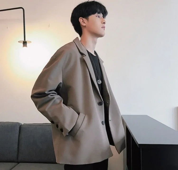 Men's Spring Korean Style Retro Blazer Ins Trendy Hong Kong Style Cool Jacket Viral Vintage Casual Suit Outerwear New