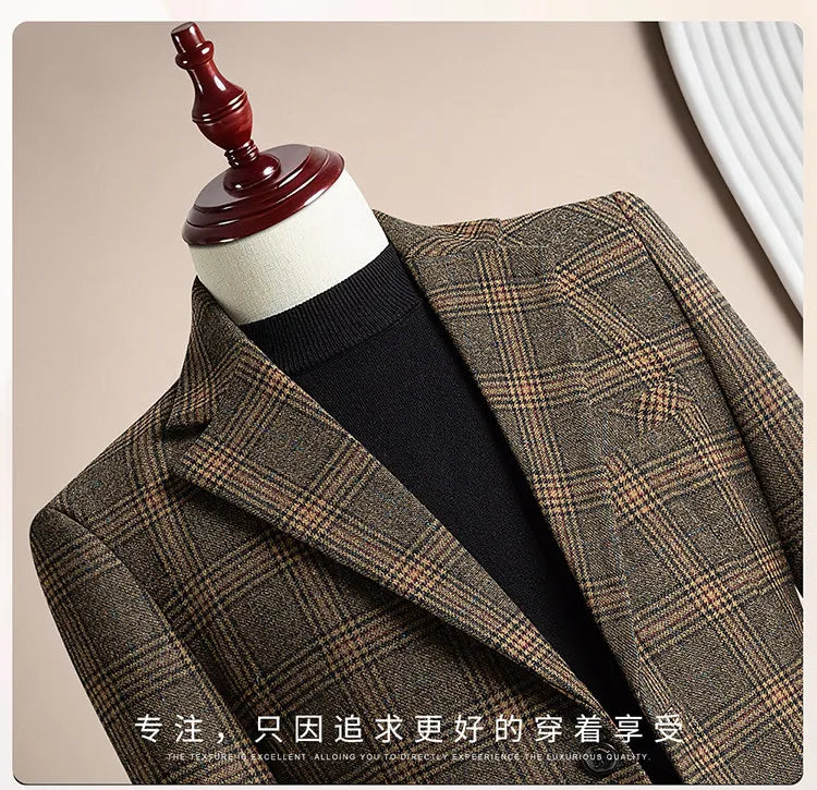 High Qualitys 50% Woolen Men's Suit Jacket Autumn Winter Thicken Warm Business Slim Fit Casual Wedding Groom Coats Tailcoat
