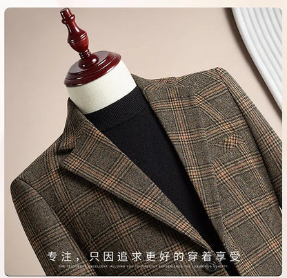 High Qualitys 50% Woolen Men's Suit Jacket Autumn Winter Thicken Warm Business Slim Fit Casual Wedding Groom Coats Tailcoat