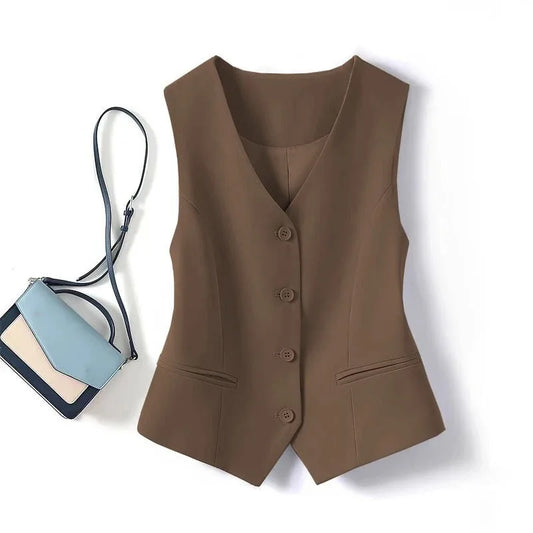Slim Fit Sleeveless Blazer Jacket Women's Suit Vest Formal Waistcoat for Office Business Work Professional Attire Elegant Top