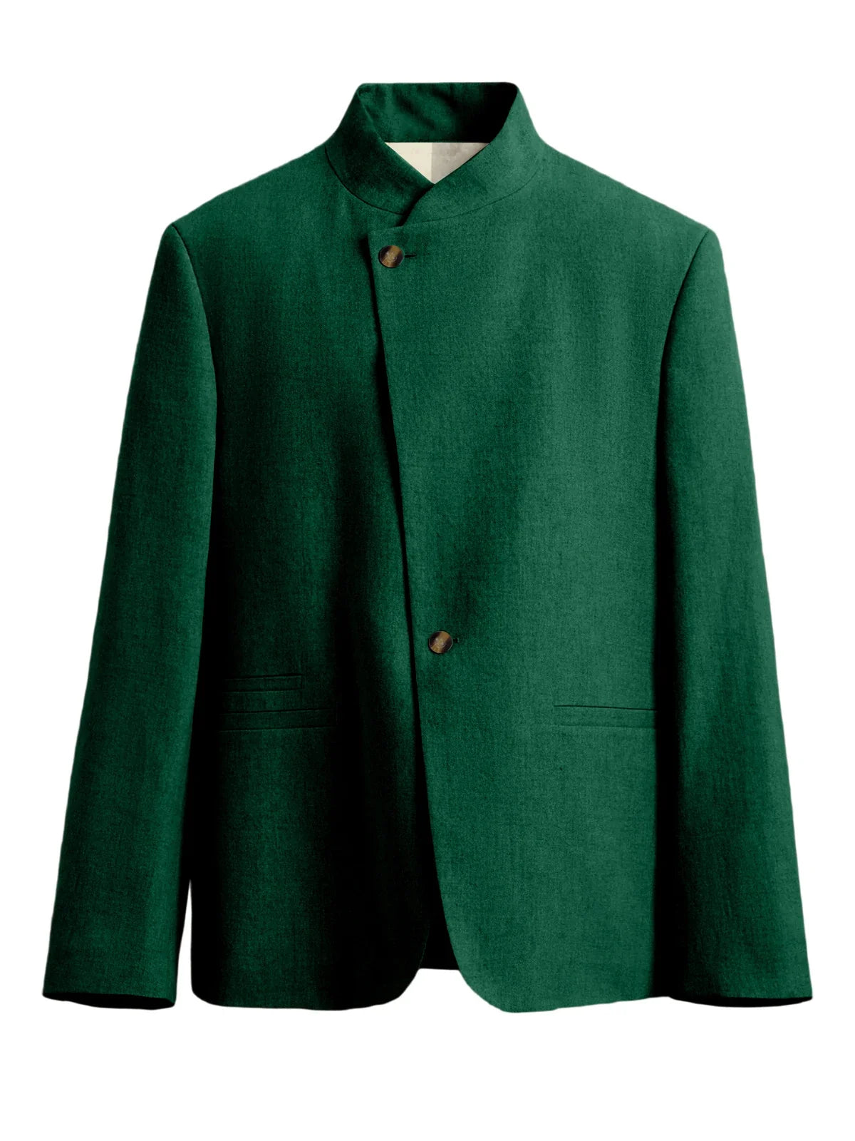  Mandarin Collar Men‘s Blazer Linen Blend Chinese Stand Collar Men Jacket Asymmetric Button Breathable Men Coat Wedding Party