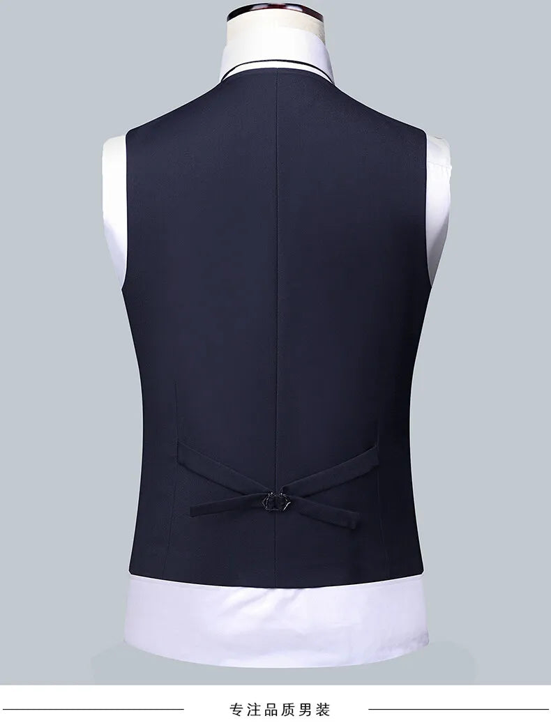 Men's 3-Piece Wedding Suit – Single Breasted, Smart Casual, Blue/Black/Gray – All Seasons