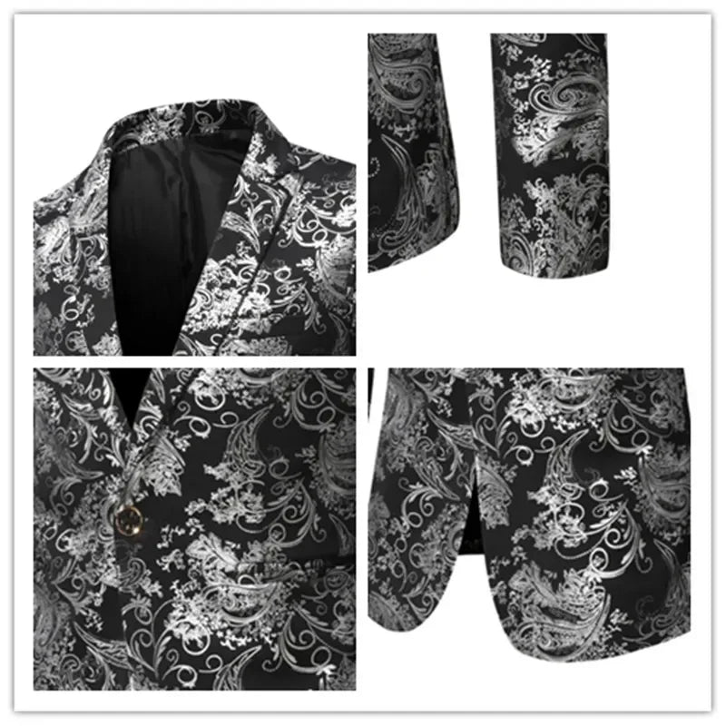 Blazer Mens Jacket Fashion Business Handsome British Style Casual Slim-fit Print Wedding Work Hot Chick At The Bar  Blazers