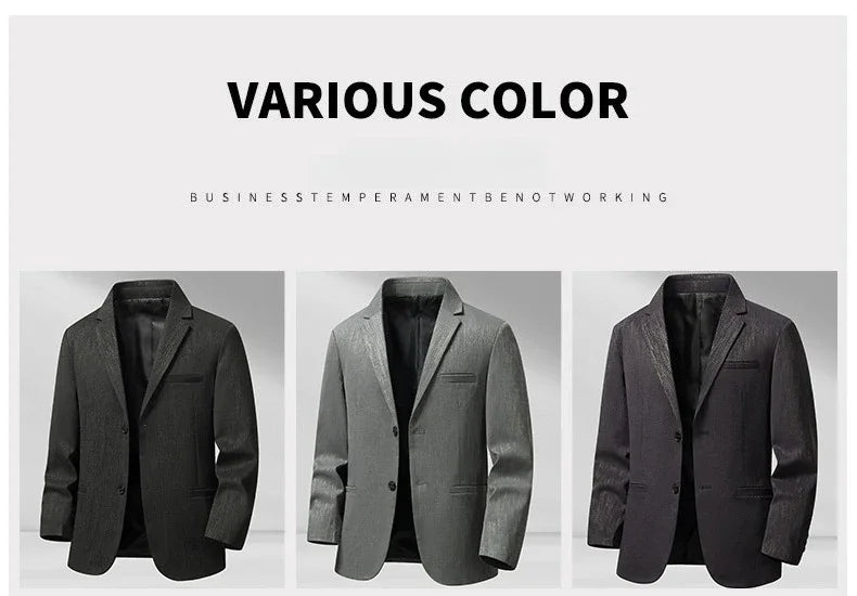 Men's Light Business Casual Blazer | 3D Tailored Anti-Wrinkle Polyester Suit Jacket | Slim Fit, Easy Care, Windproof