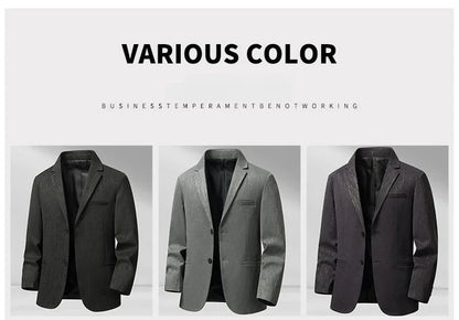 Men's Light Business Casual Blazer | 3D Tailored Anti-Wrinkle Polyester Suit Jacket | Slim Fit, Easy Care, Windproof