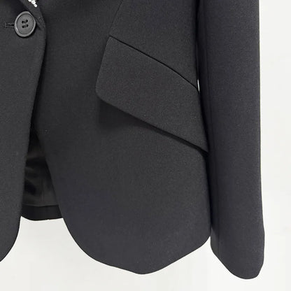 2026 Spring New Women Blazer Studded Colorful Diamonds Single Button Slim Fit Elegant Trend Office Lady Luxury Coat HK17503