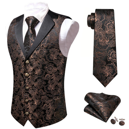 Men's Jacquard Floral Vest & Bowtie Set for Wedding & Formal Events – Yellow