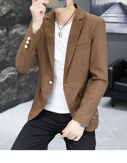 Blazer Men's fashion outdoor travel gentleman wedding Slimming Business versatile Trendy Casual Korean-style formal wear Blazer