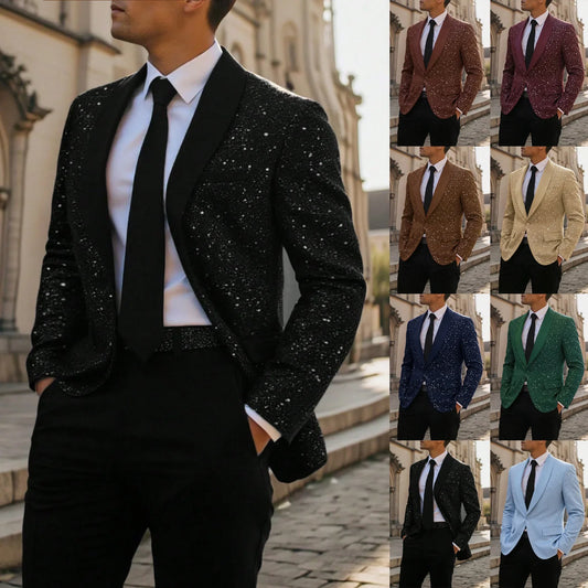 Men's Single Breasted Shiny Blazer for Weddings, Banquets and Formal Occasions