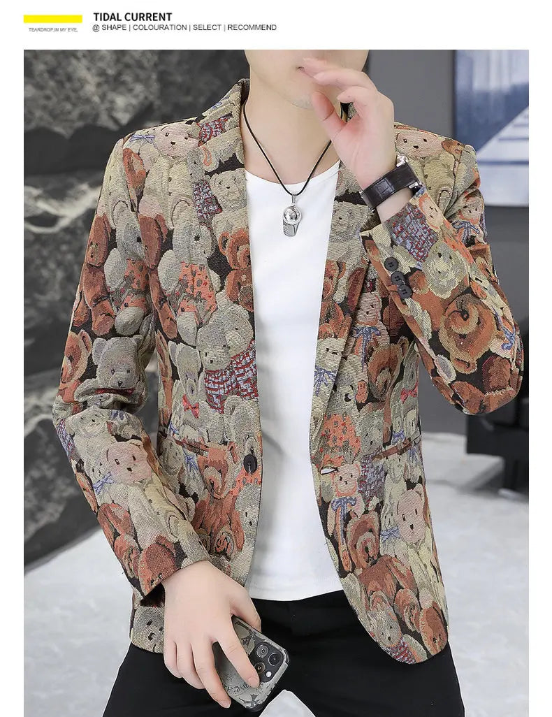 Blazer Men's fashion outdoor travel gentleman wedding Slimming Business versatile Trendy Casual Korean-style formal wear Blazer