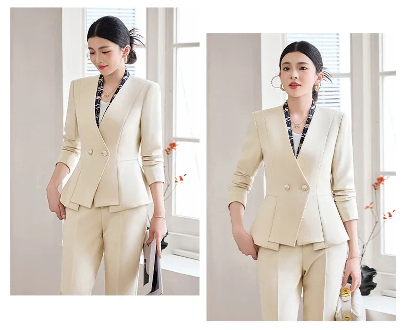 Fashionable professional women's two-piece pant+blazers. Slim fit, elegant  comfortable. 2025 autumn winter new styles