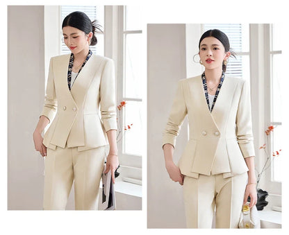 Fashionable professional women's two-piece pant+blazers. Slim fit, elegant  comfortable. 2025 autumn winter new styles