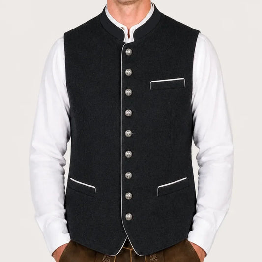 Men's Formal Vest Single Breasted High Collar Waistcoat for Wedding & Business