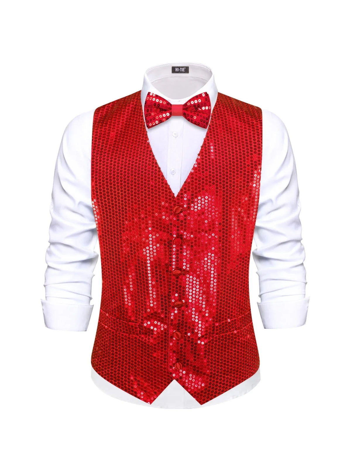 Men's Sequin Vest – Sleeveless Single Breasted Formal Waistcoat for Weddings & Events