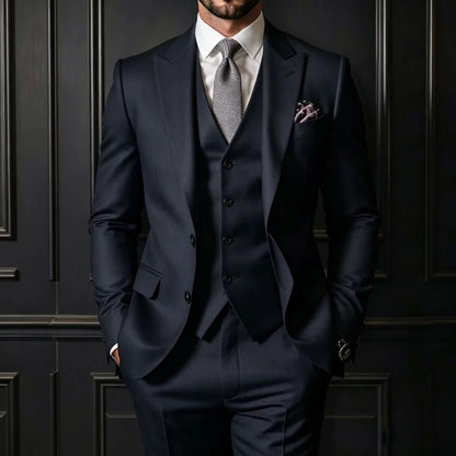 Men Suit 3 Pieces Gray Single Button With Lapel For Wedding Groom Banquet Party Prom Business Work Daily Jacket Vest With Pants