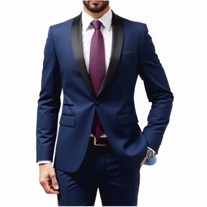 Ensemble costume homme - Costume de cérémonie pour homme - Ensemble 2 pièces pour tenue de marié - Costume homme pour tenue d'affaires, de mariage, de banquet
