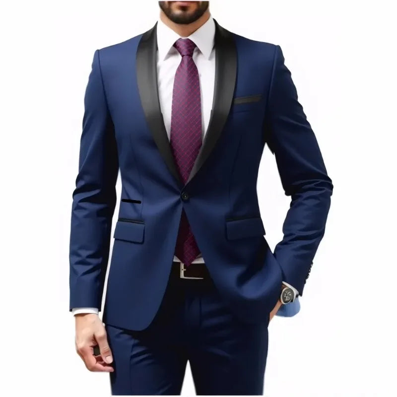 Ensemble costume homme - Costume de cérémonie pour homme - Ensemble 2 pièces pour tenue de marié - Costume homme pour tenue d'affaires, de mariage, de banquet